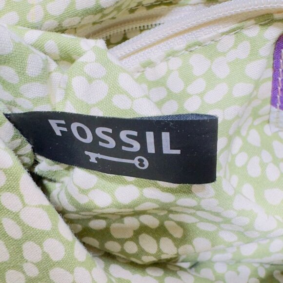 FOSSIL Women's Key-Per Quilted Black Tote Bag Leather Trim & Polka Dot Lining - Picture 12 of 14